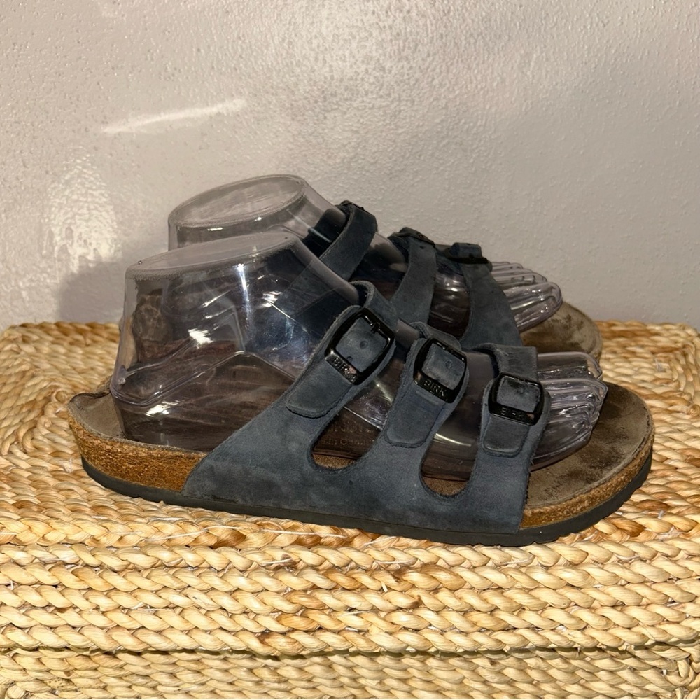 Birkenstock Florida, three strap Women's navy suede Sandals